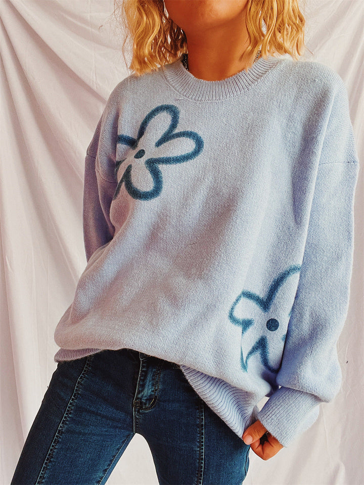Stilla | Pulli med lange ærmer og rund, blomsteragtig udskæring