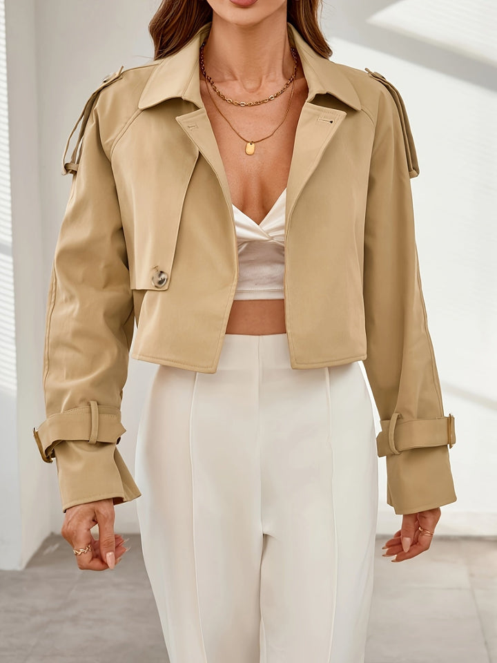 Stilla | Stilfuld Khaki Cropped Trenchcoat - Behagelig & Elegant