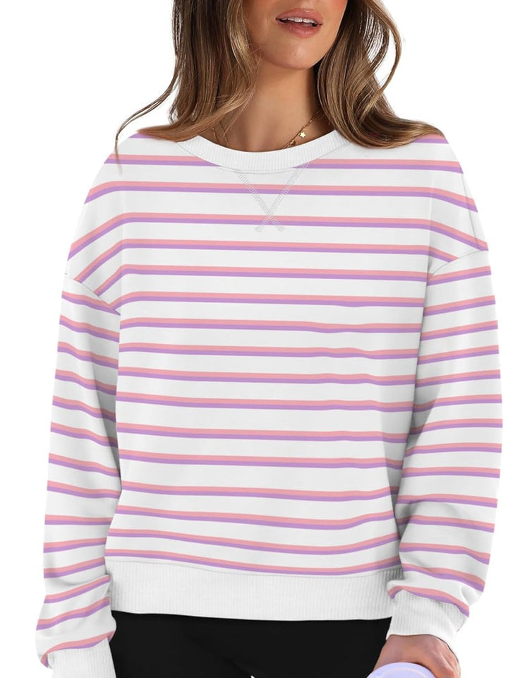 Stilla | Langærmet Stribet Sweatshirt Med Rund hals Lovelet