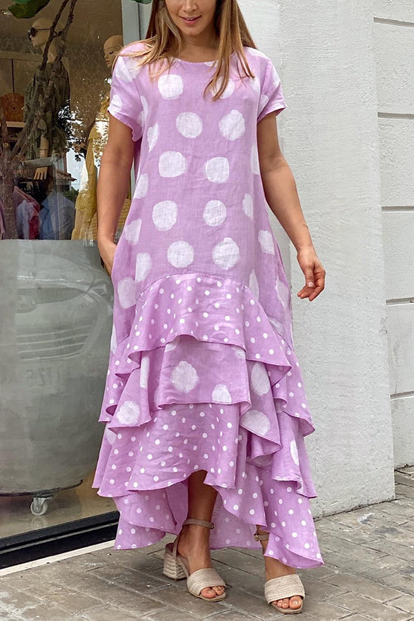 Stilla | Flowy Polka Dots Lomme Lagdelt A-linje Maxi Kjole