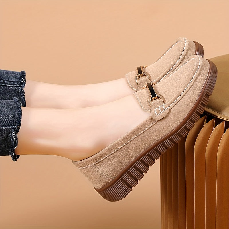 Stilla | Dame Loafers Med Metalspænde, Afslappet Slip on Sko Enkle Farver