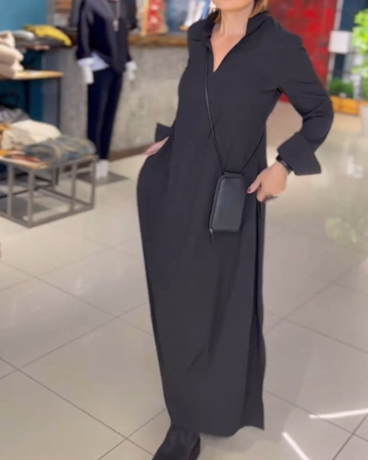 Stilla | Lange, Weite Robe Mit Revers und Seitlichen Schlitzen