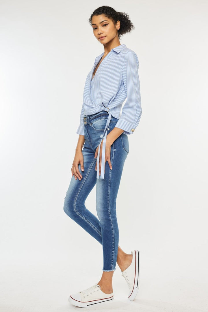 Stilla | Distressed Raw Hem Høj Talje Jeans