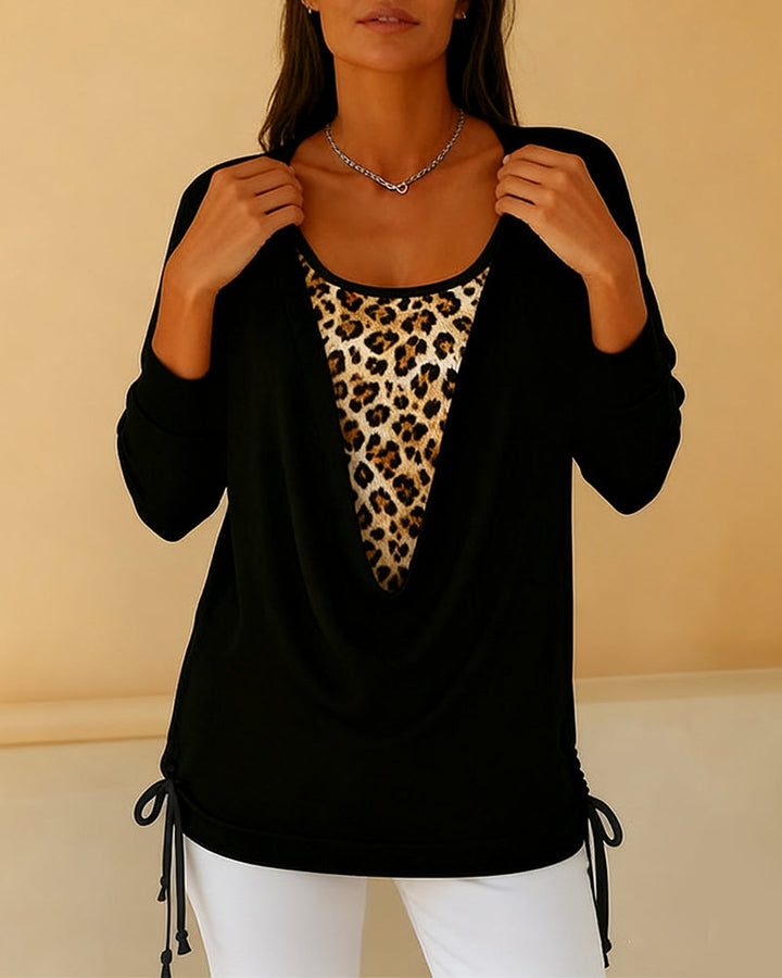 Stilla | Shirt Fake To-delt Snøring Leopardmønster