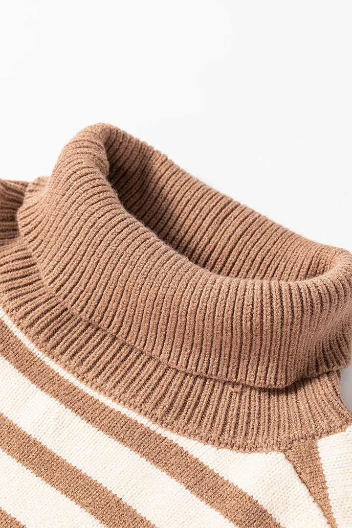 Stilla | Stribet Rullekrave Sweater Med Lange Ærmer