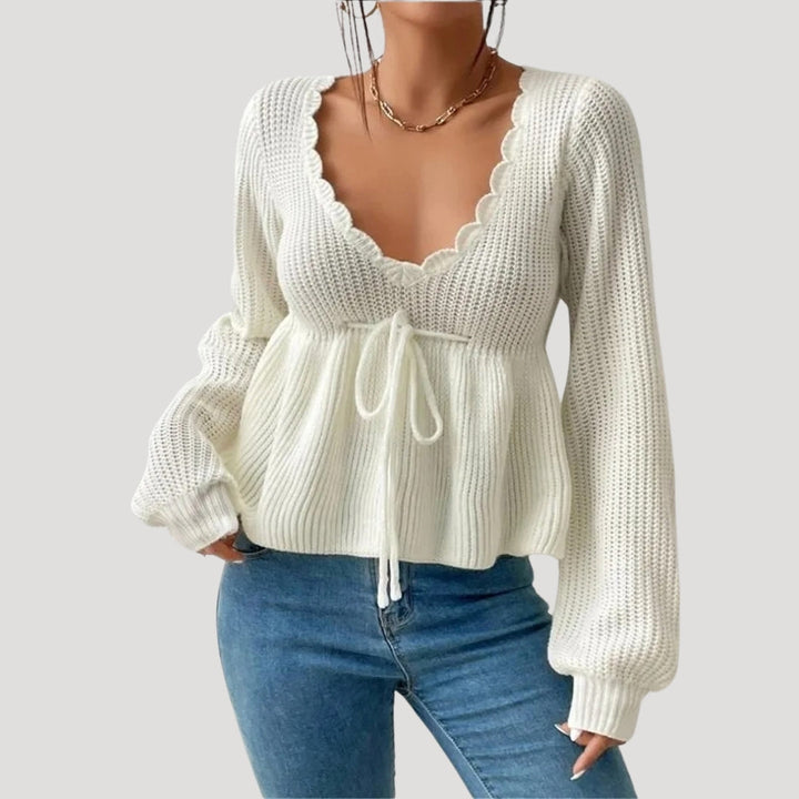 Stilla | Scalloped Edge Strikket Babydoll Trøje