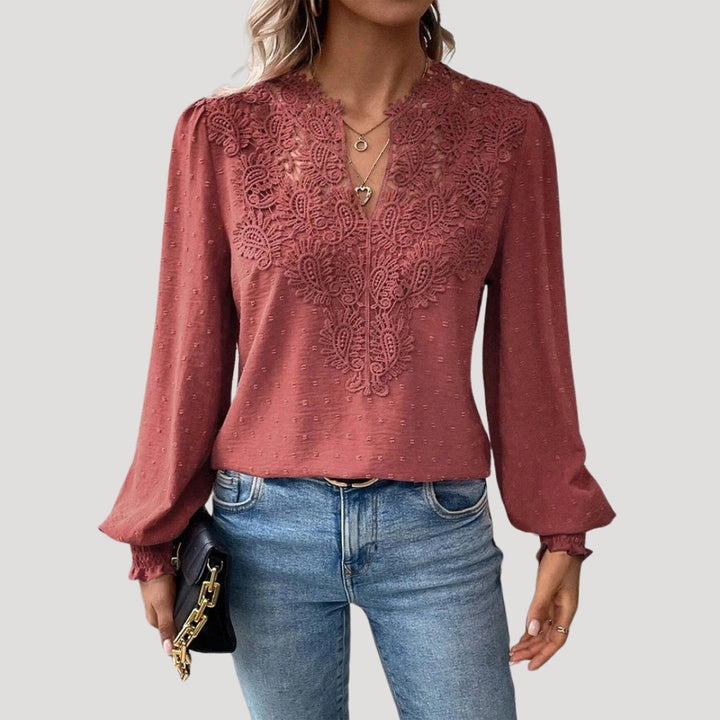 Stilla | Blonde Broderet Langærmet Bluse