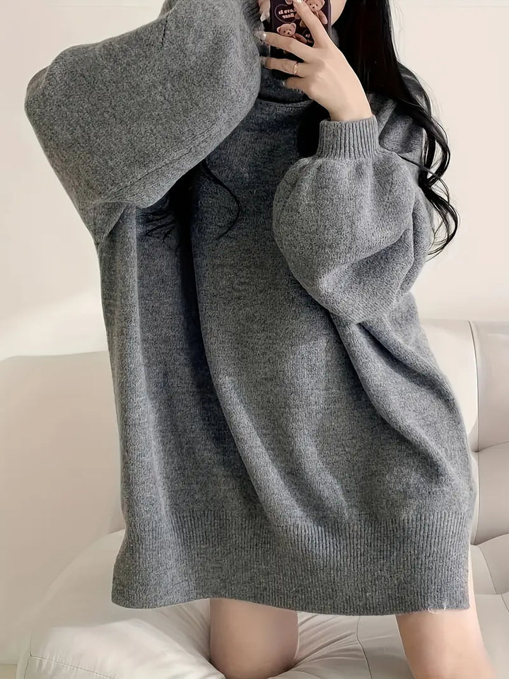 Stilla | Grå Trøje Med Turtleneck Og Ballonærmer
