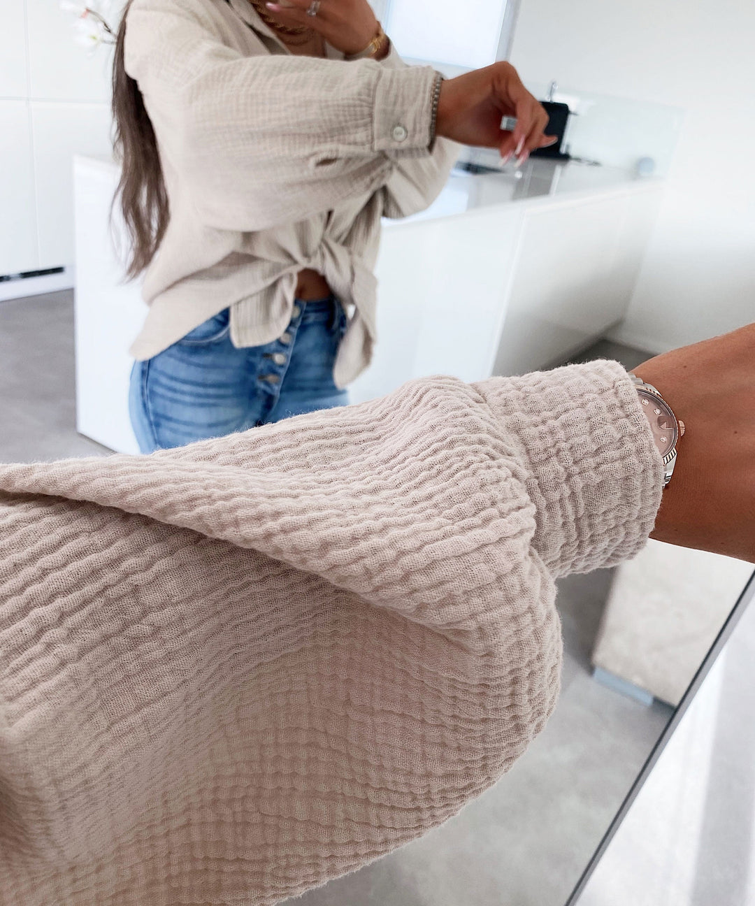 Stilla | Let Musselin Bluse Beige