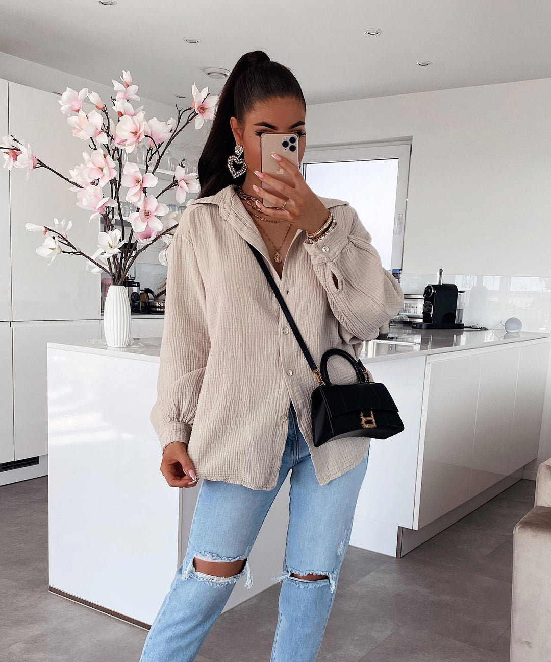 Stilla | Let Musselin Bluse Beige