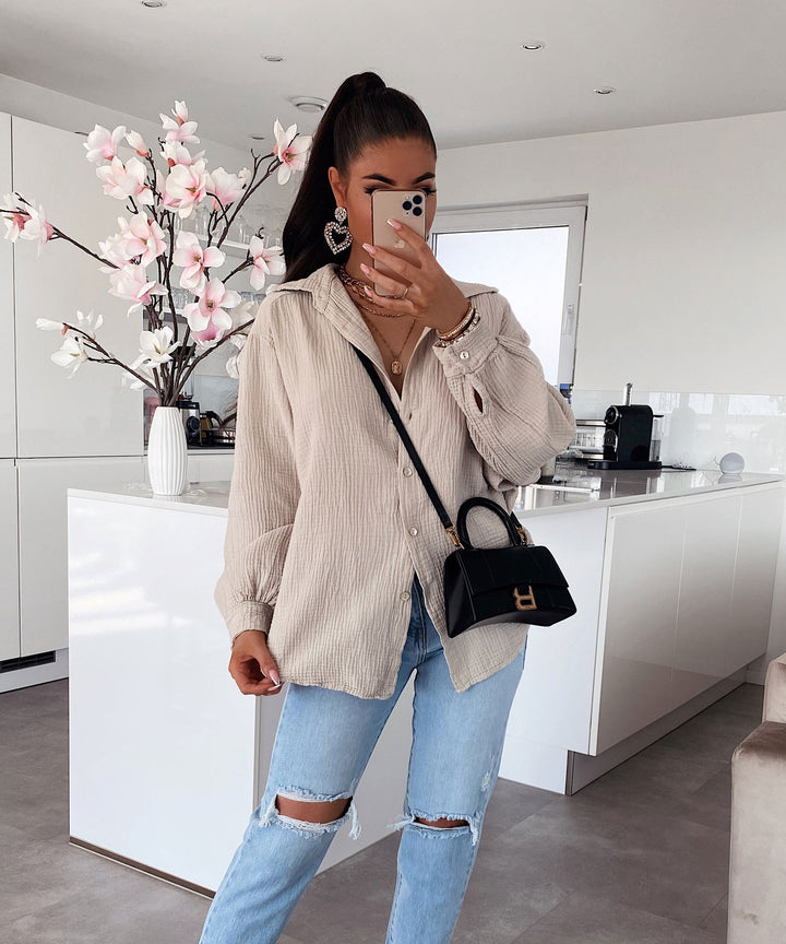 Stilla | Let Musselin Bluse Beige