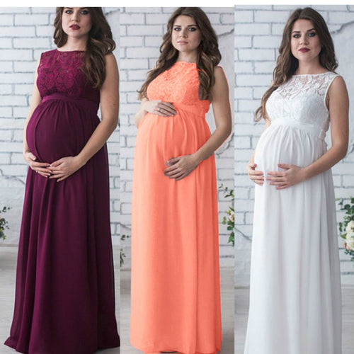 Dame Elegant Spids Graviditet Maxi Kjole Stilla 1752657124