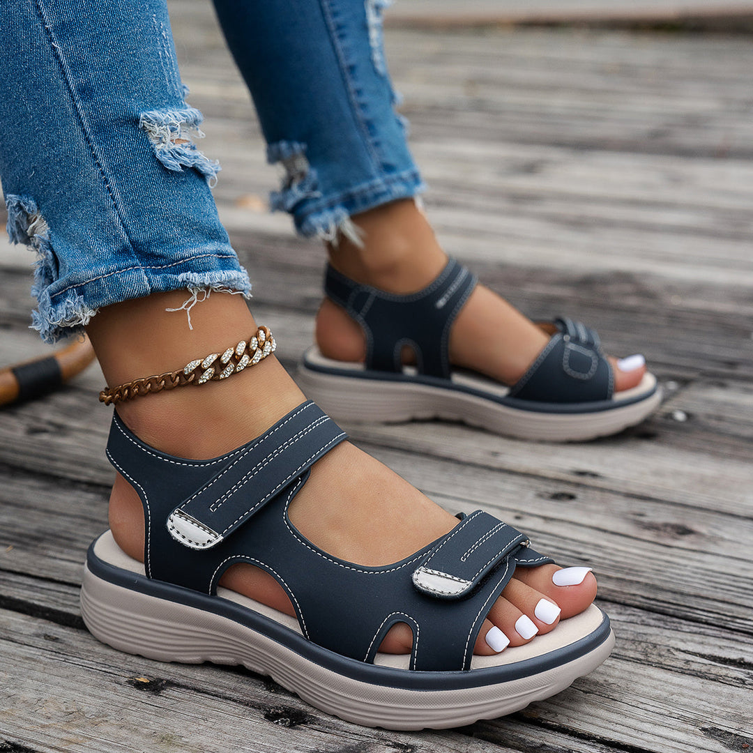 Stilla | Sandaler Med Kile Åben Tå Åndbar Justerbar Ankelrem