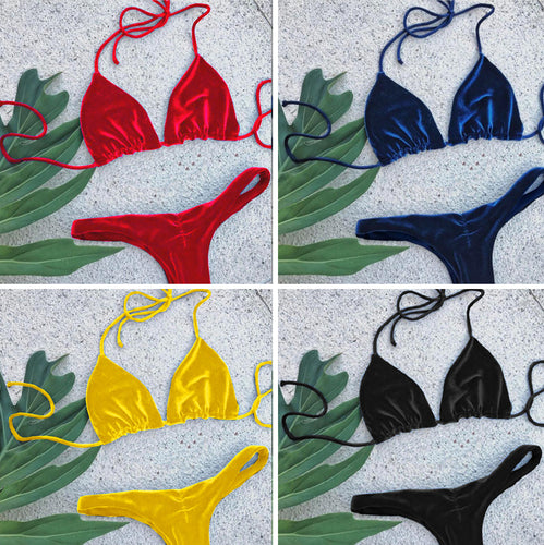 Dame triangel-bikini lavet af blødt stretchmateriale med justerbar snøring Stilla