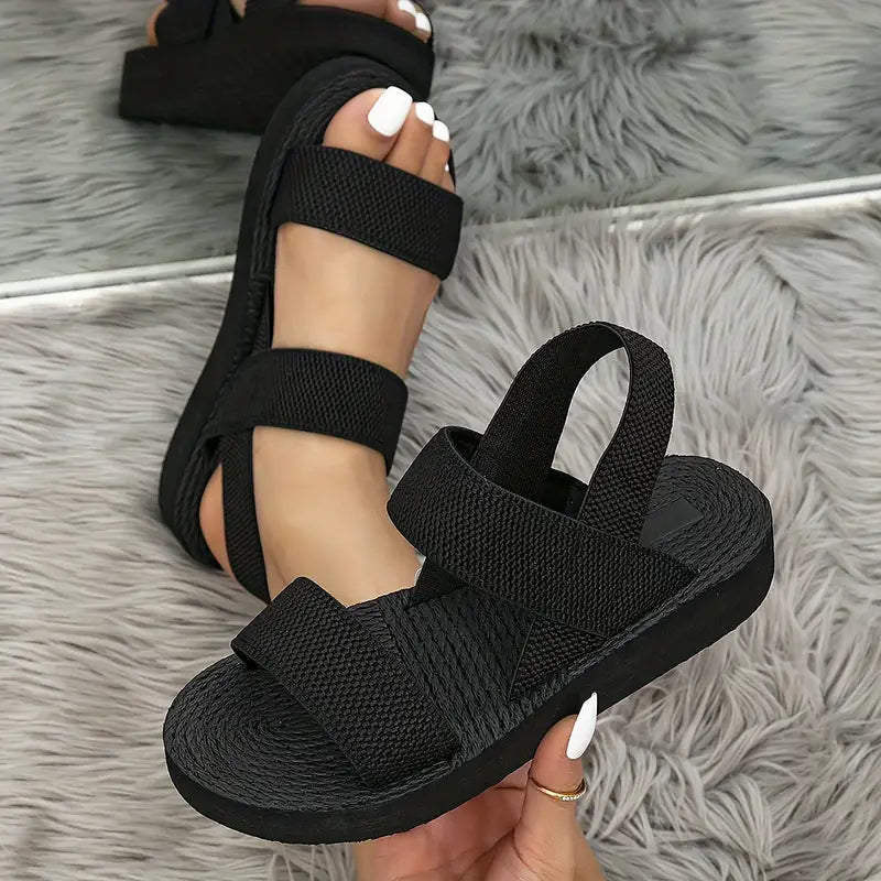 Stilla | Sandaler Med Kile Komfortable Sommer Sko På Platform Med Ankelrem