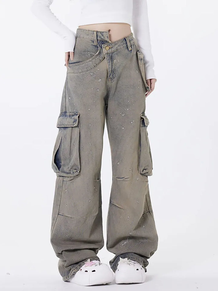 Stilla | Retro Asymmetriske Vaskede Jeans