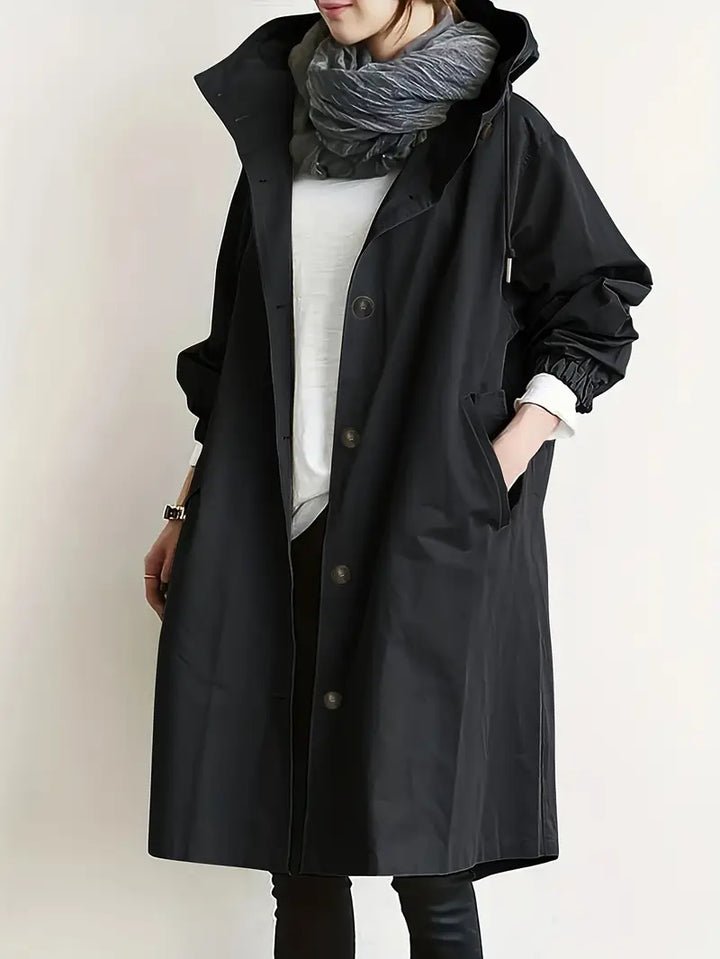 Stilla | Elegant Trench Store Størrelser. Klassisk, Forlænget Bælte Taljen