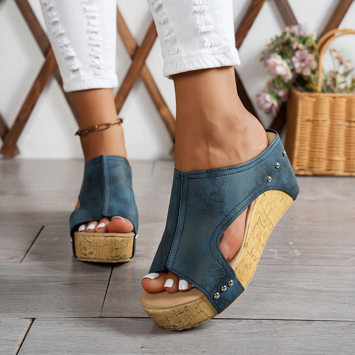 Stilla | Platform Sandaler Komfortable Slid on Sommer Sko Med Nitter