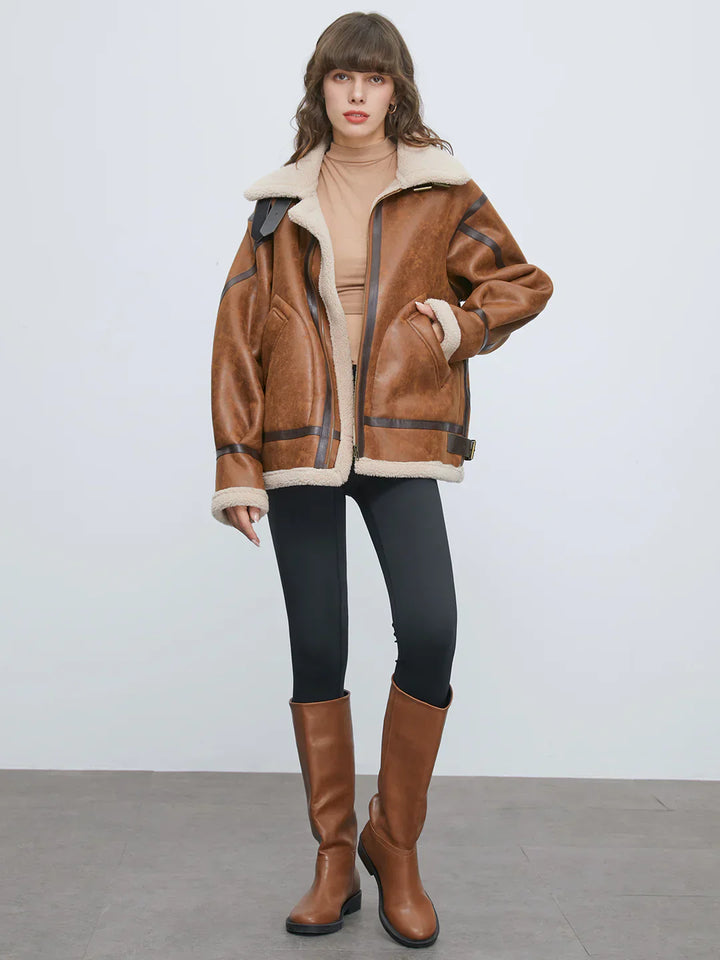 Stilla | Futteret suede shearling flyjakke