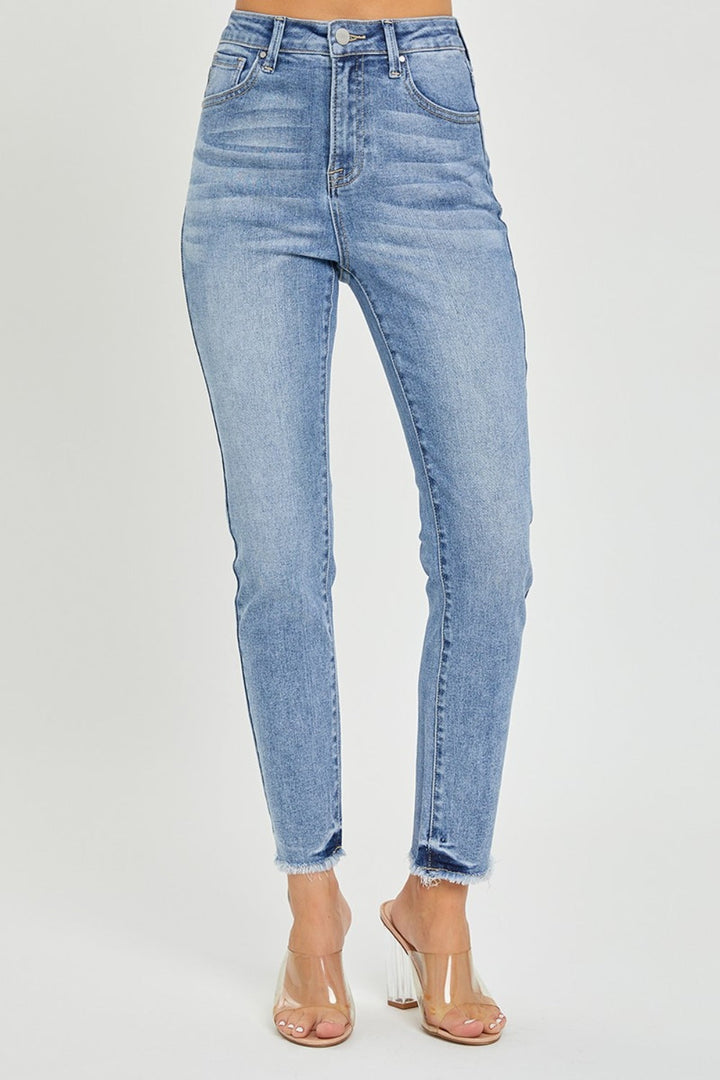 Stilla | Fuldt Størrelse Høj Talje Frayed Hem Skinny Jeans