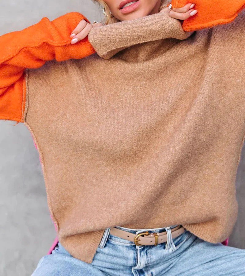 Stilla | Farveblok Strikpullover