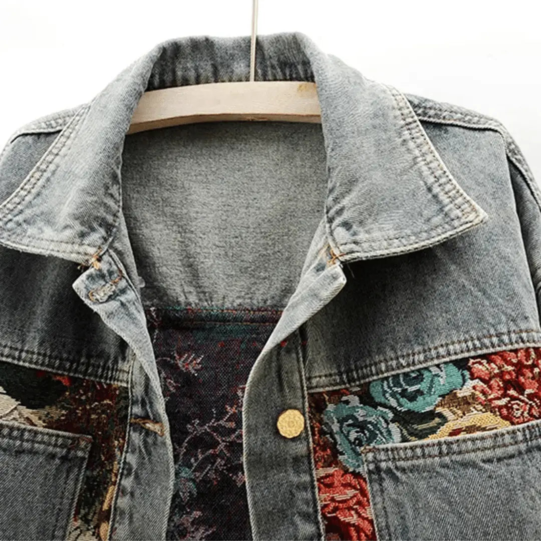 Stilla | Floral Denim Jakke
