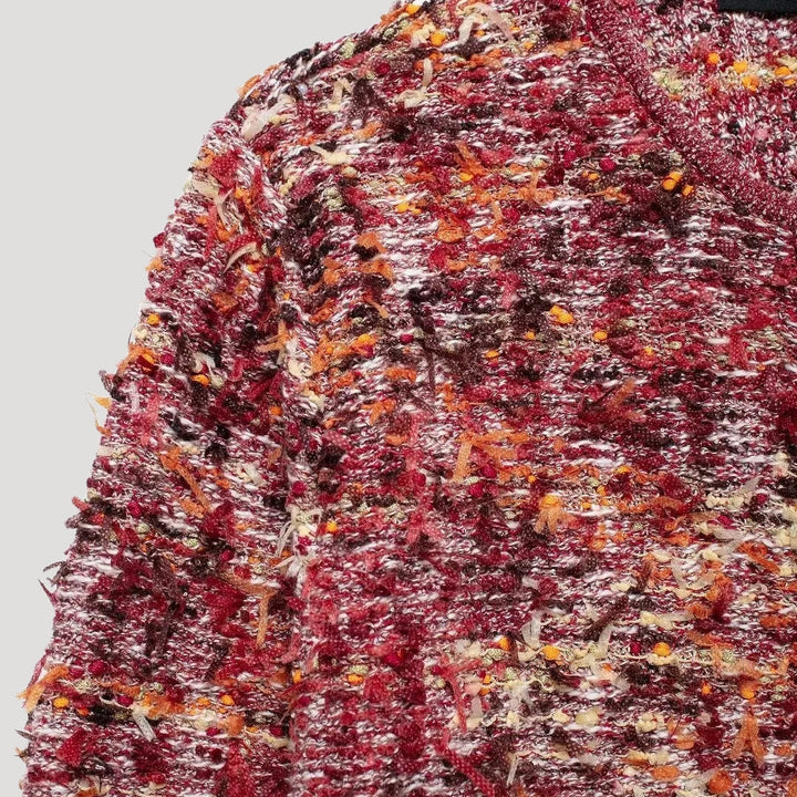 Stilla | Textureret Tweed Cropped Strikketrøje