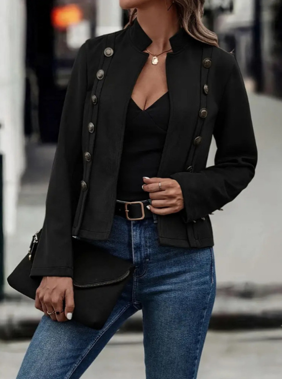 Stilla | Kort Suede Jakke Med Dekorative Knapper