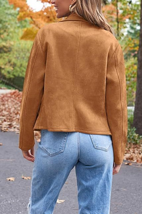 Stilla | Up Pocketed Faux Suede Motorcykeljakke (i 7 farver)