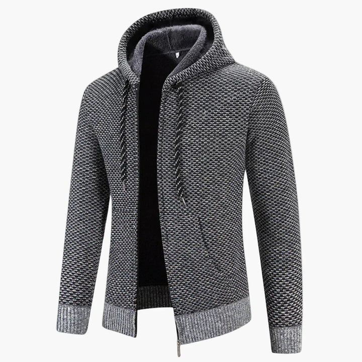 Stilla | Strik-Hættejakke til Efterår og Vinter - Behagelig Fritids-Hoodie med Lynlås