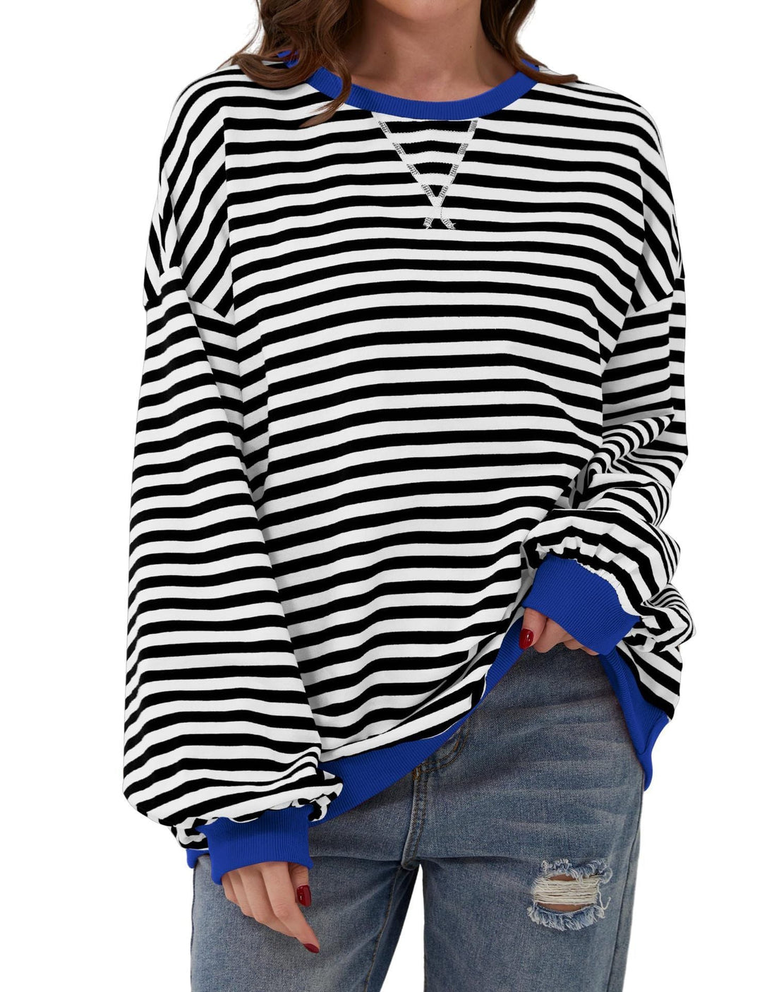 Stilla | Elegant, Løs Damebluse med Striber