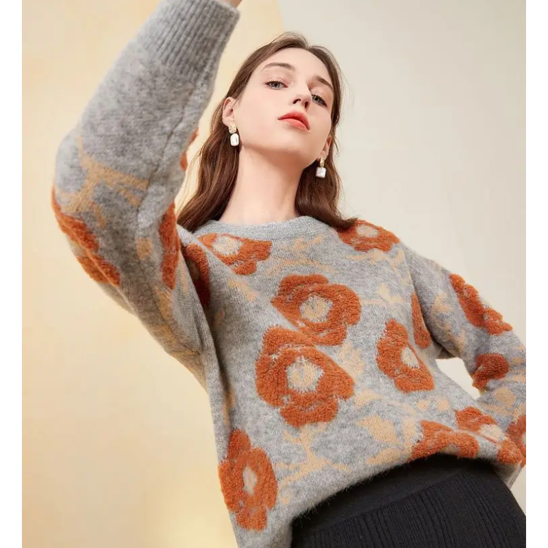 Stilla | Blomstret Strikpullover
