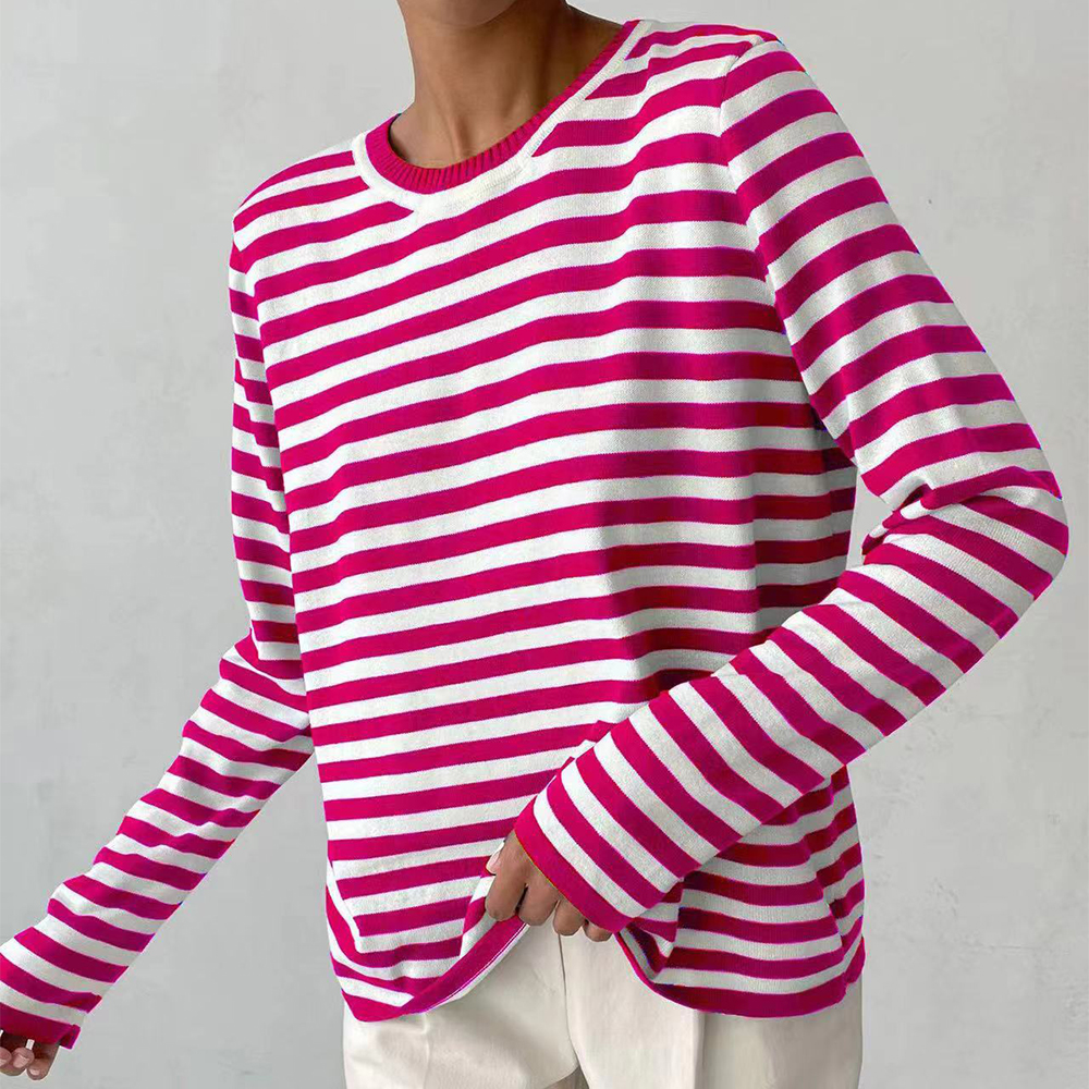 Stilla | Stribet Skjortebluse Med Ribkrave
