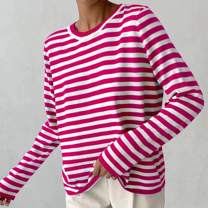 Stilla | Stribet Skjortebluse Med Ribkrave