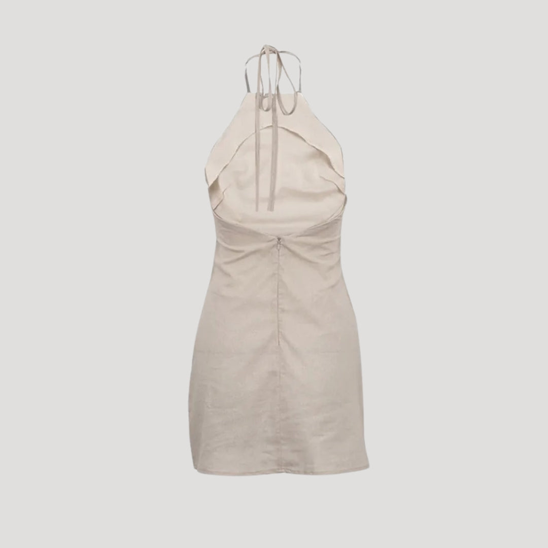 Stilla | Kvinders Linned Halterneck Mini Sommerkjole