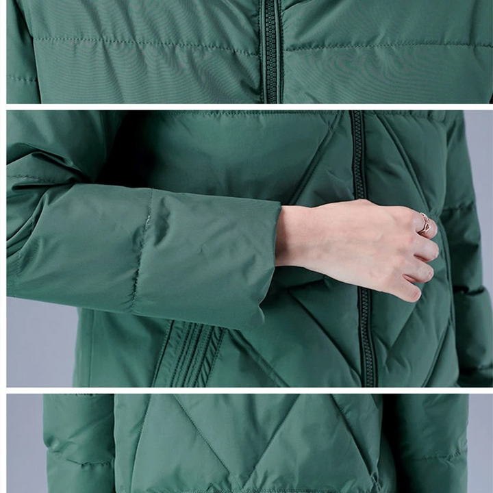 Stilla | Elegant ensfarvet ribbet quilted jakke med lynlås ideel til efterår/vinter