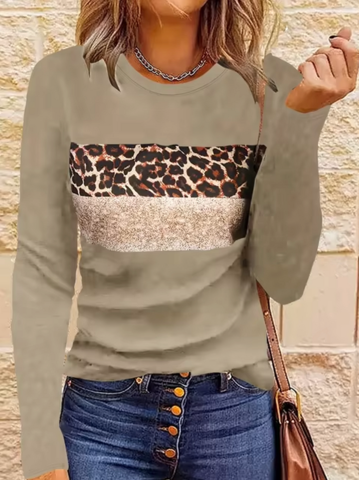 Stilla | Langærmet T-shirt med leopardmønster