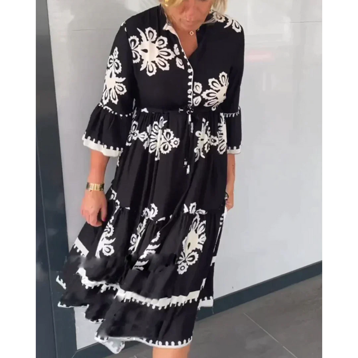 Stilla | Blomsterkjole Med Elegante Trekvartærmer