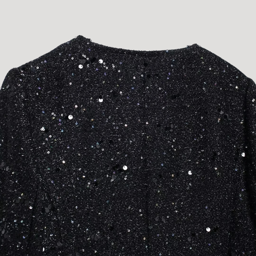 Stilla | Kvinder Glitrende Cropped Strikketrøje
