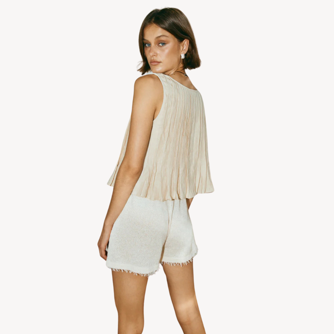 Stilla | Kvinders Linned Plisseret Knytte foran Top