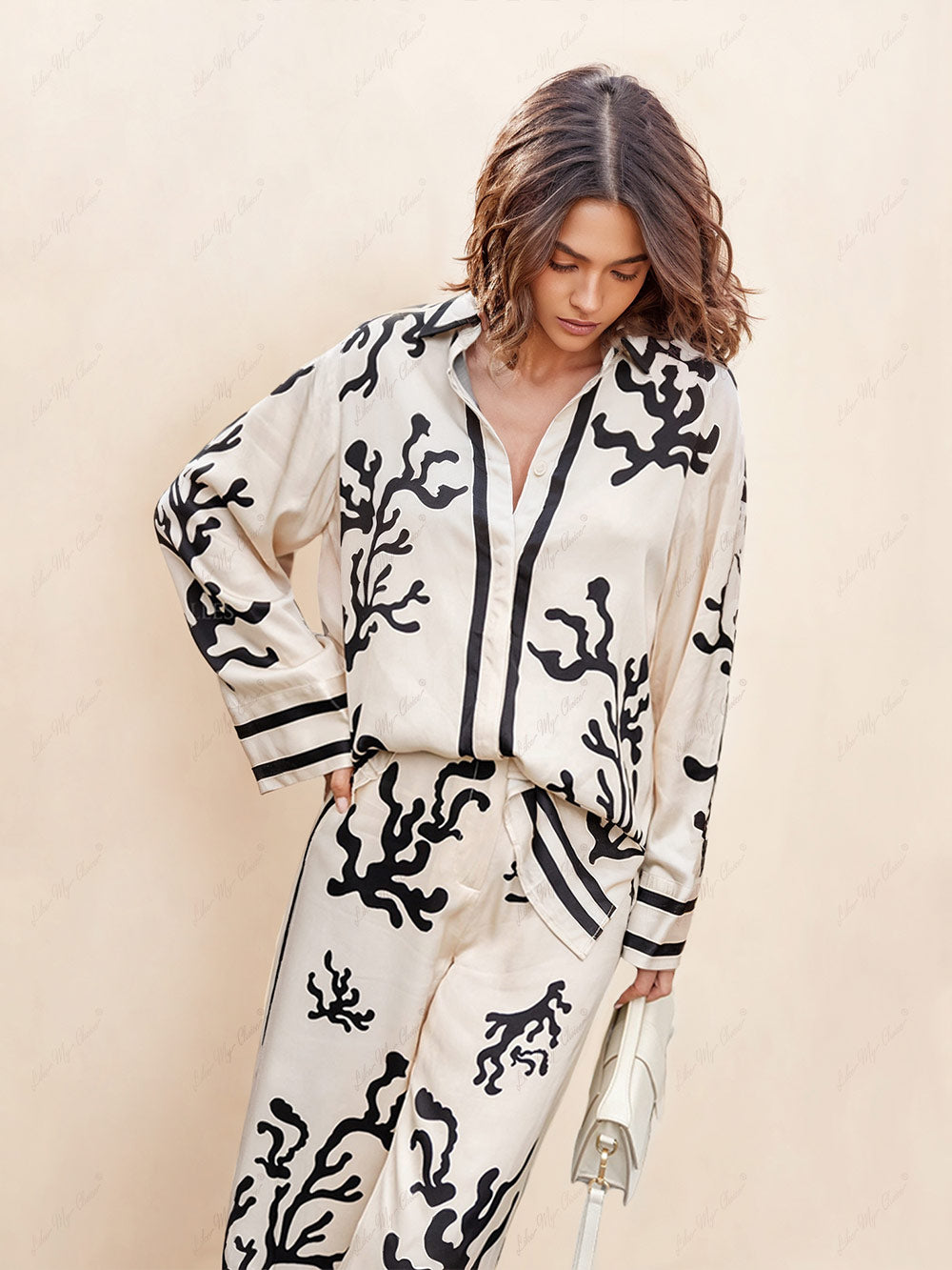 Stilla | Bedruckte Bluse Mit Unsichtbarem Knopfverschluss