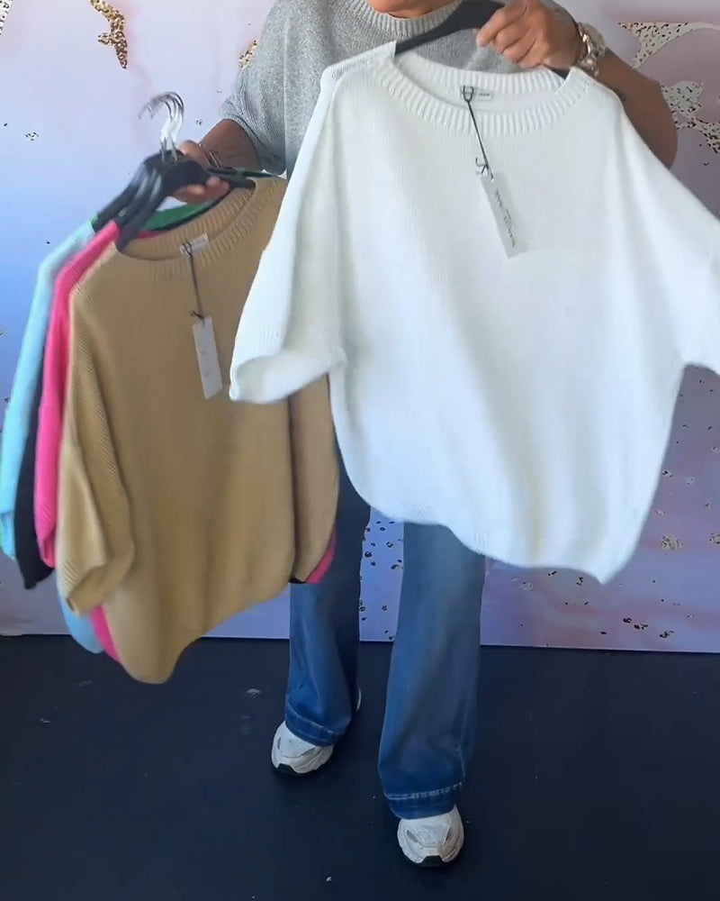 Stilla | Casual Løs Pullover med Rund Halsudskæring og Ensfarvet