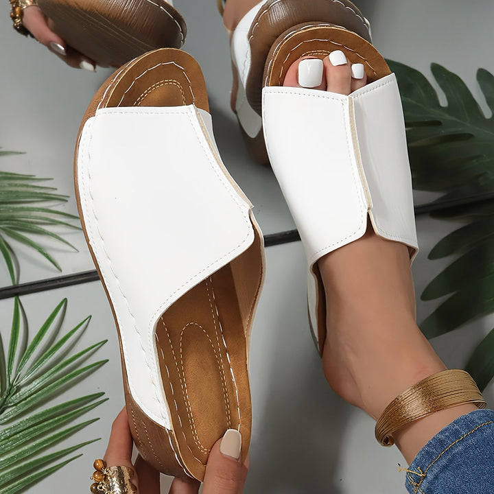Stilla | Sandaler Komfortable Sommer Sko Med Mellem Hæl Og Rund Tå, Imitation Læder