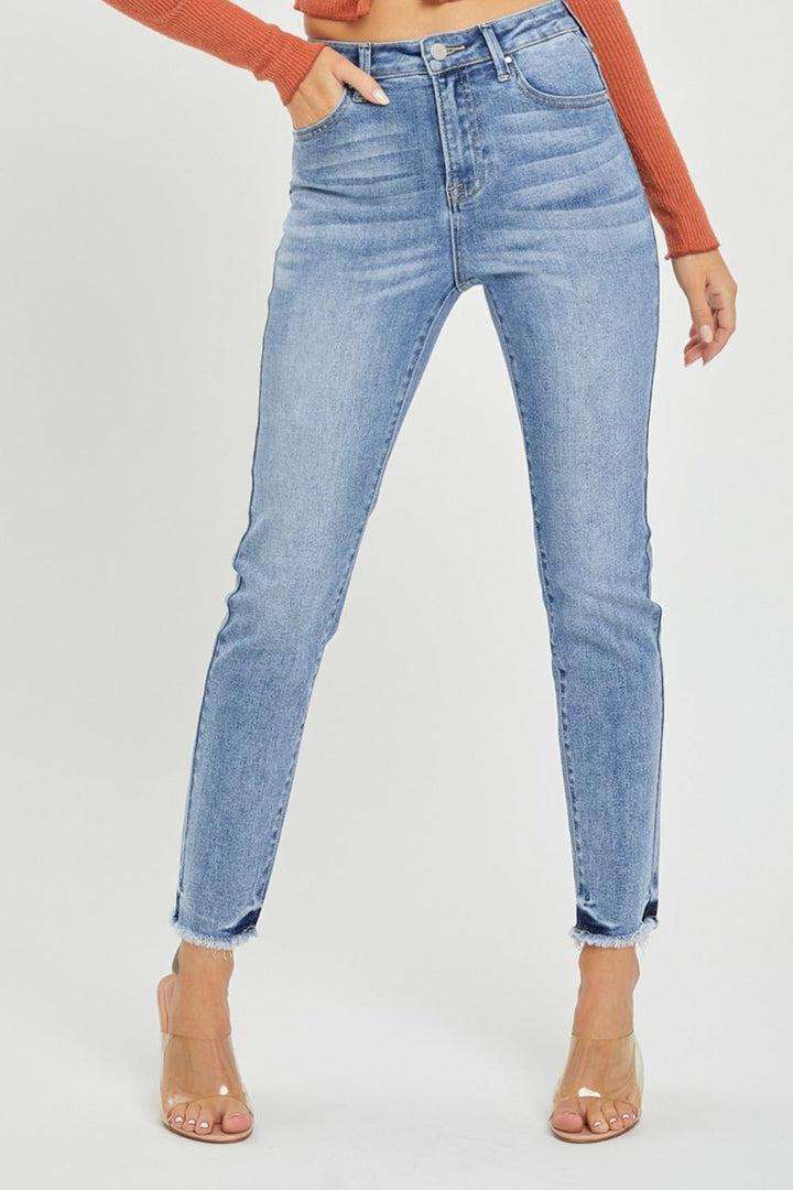 Stilla | Fulddimension High Rise Frayed Hem Skinny Jeans