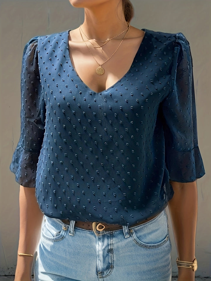 Stilla | Løs Chiffonbluse Med Lange Ærmer