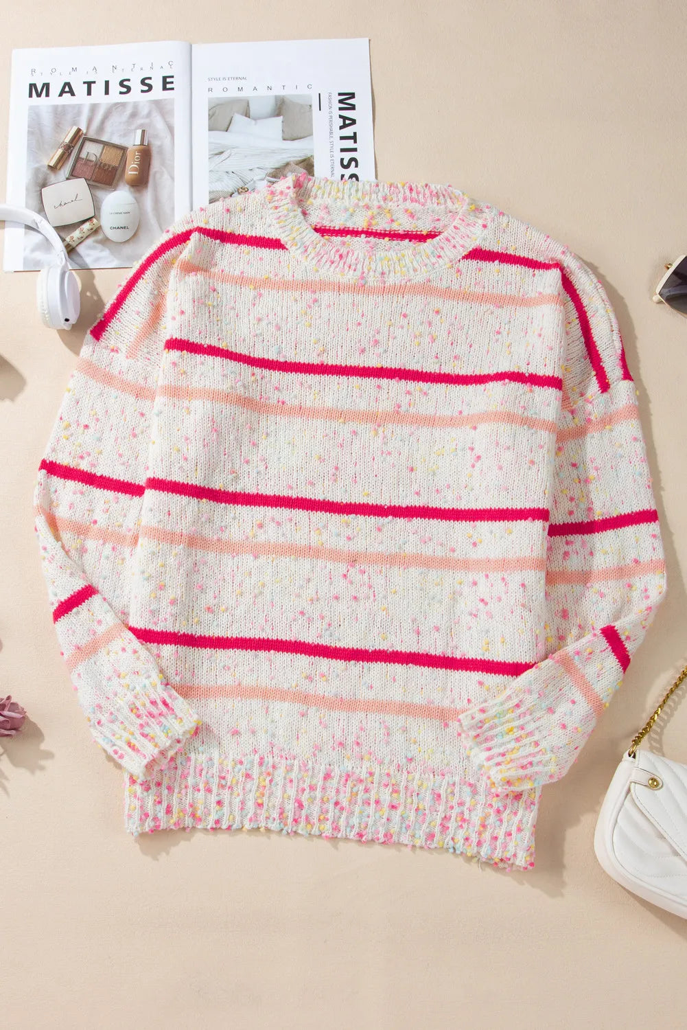 Stilla | Pullover med konfetti striber i over størrelse