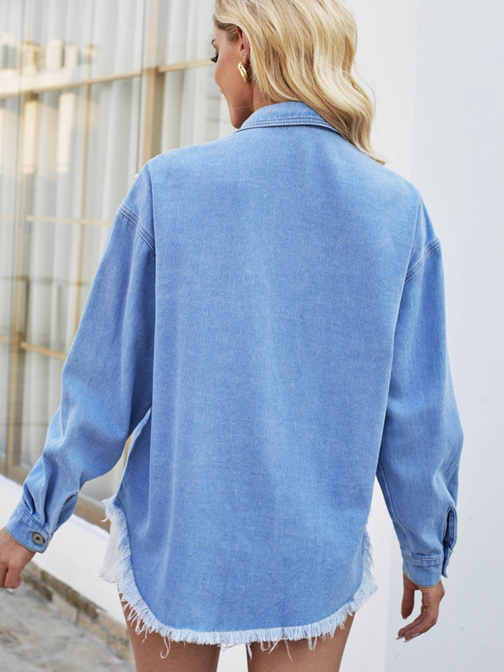 Stilla | Detalje Lommebutton-Up Denim Jakke
