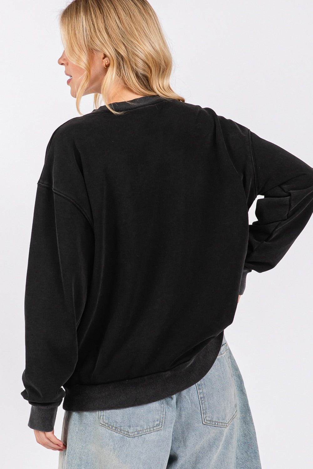 Stilla | Sweatjakke Med Rund Hals Udsnit Sage Med Bogstav Patch Usa