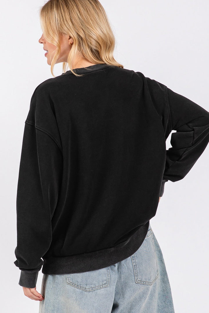 Stilla | Sweatjakke Med Rund Hals Udsnit Sage Med Bogstav Patch Usa