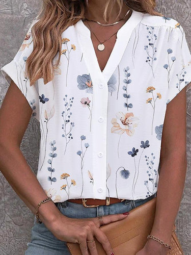 Stilla | Knapp Bluse Med Blomster